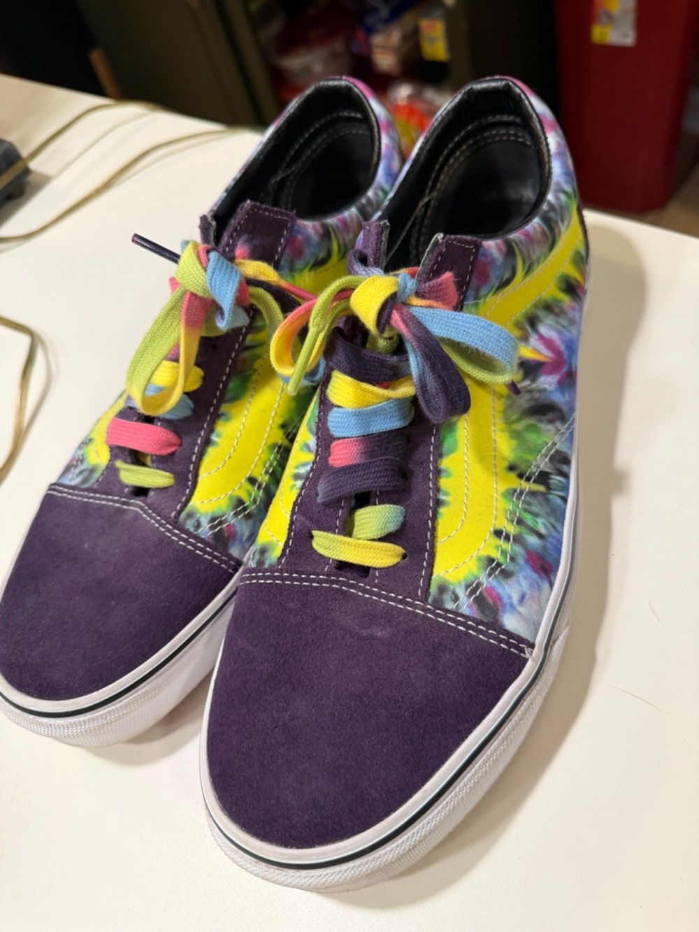 Vans Mysterioso Tie-Dye Sneaker with Purple Suede Accents Mens Sz 10